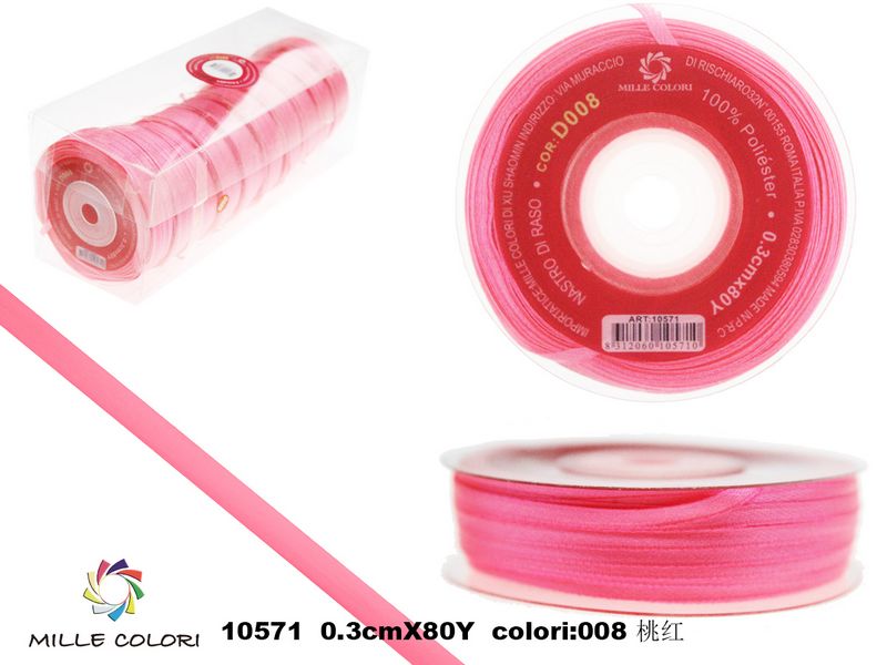 nastro di raso rosa pesca 0.3cm mille colori