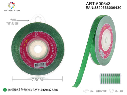 nastro di raso verde brillante 0.6cm mille colori