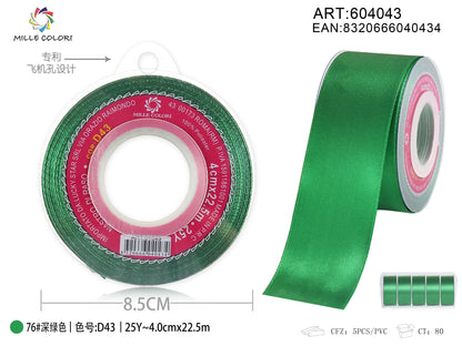 nastro di raso verde brillante 4.0cm mille colori