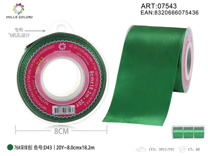 nastro di raso verde brillante 8.0cm mille colori