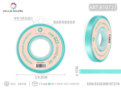 nastro doppio raso ciano 1.0cm mille colori