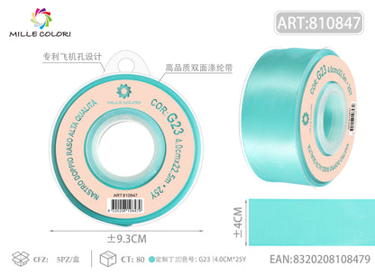 nastro doppio raso ciano 4.0cm mille colori