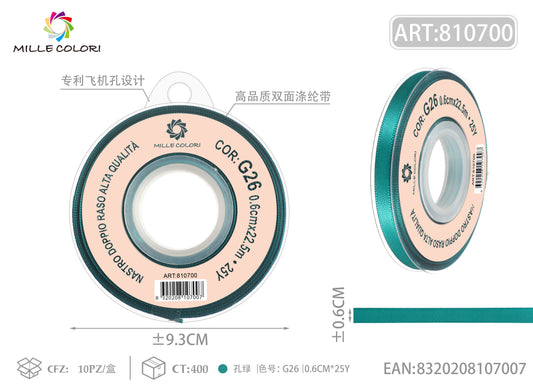 nastro doppio raso verde malachite 0.6cm mille colori