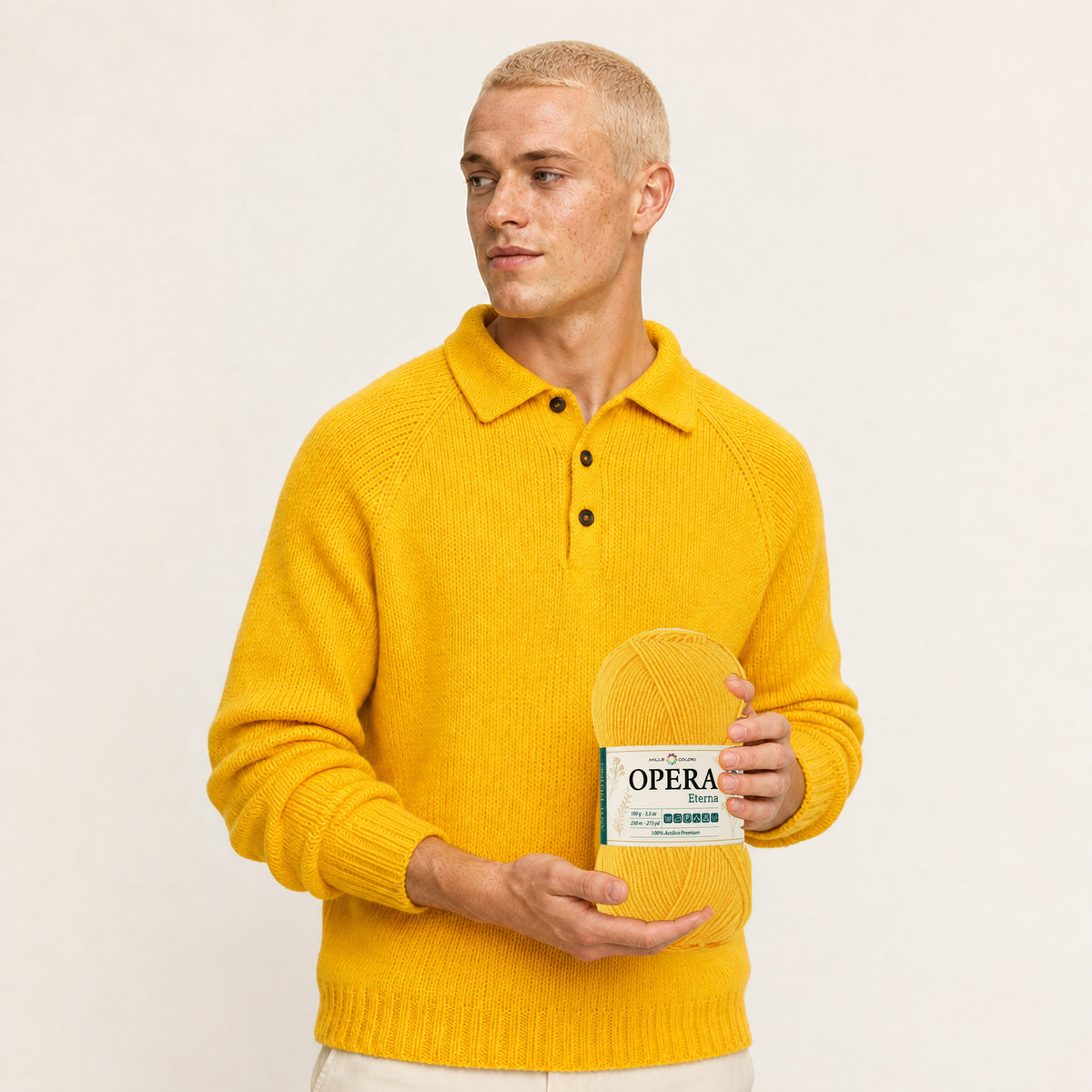 GIALLO ORO – Modella con prodotto