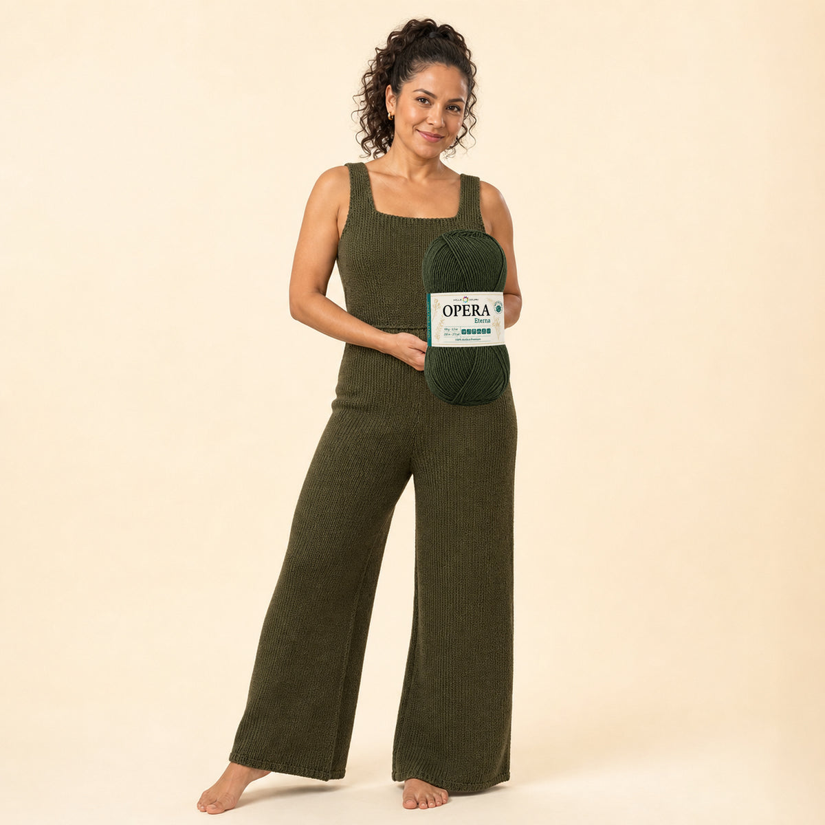 VERDE OLIVA SCURO – Modella con prodotto