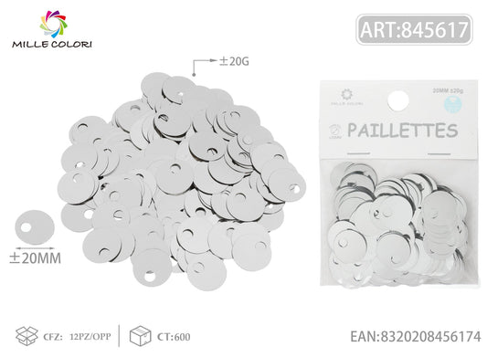 PAILLETTES D 20MM FORO 5MM 20G ARGENTO - WE MAKE DIY - MILLE COLORI
