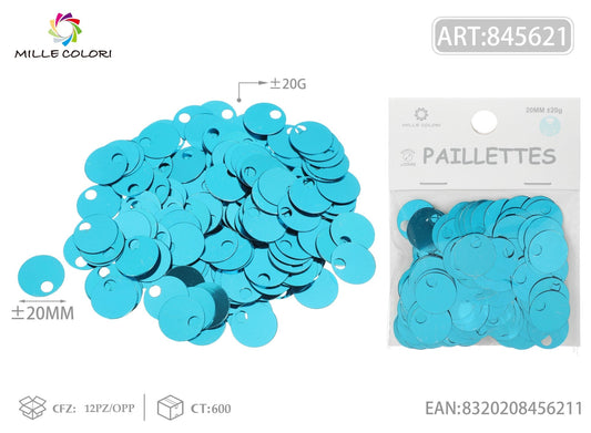 PAILLETTES D 20MM FORO 5MM 20G AZZURRO - WE MAKE DIY - MILLE COLORI