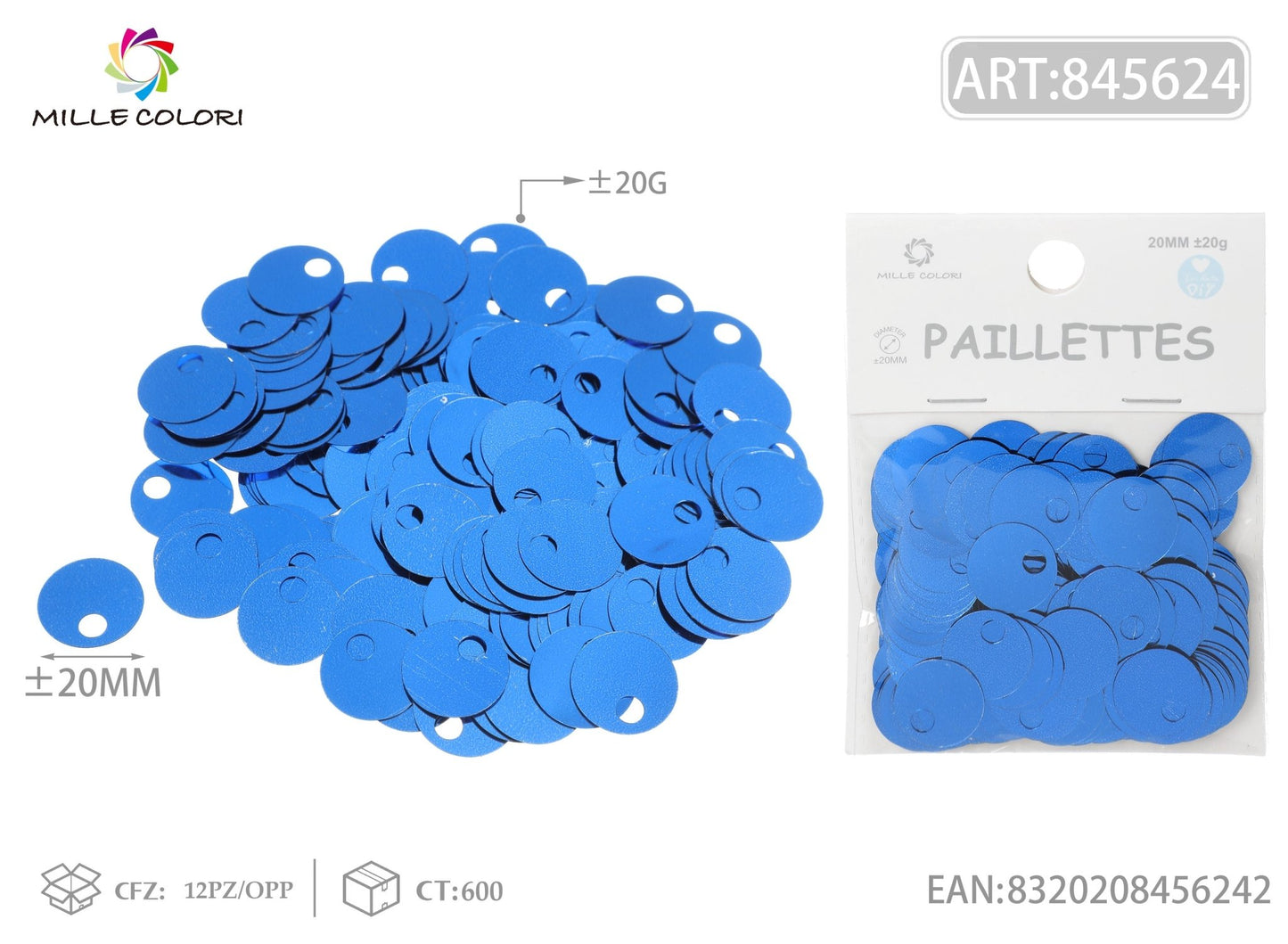 PAILLETTES D 20MM FORO 5MM 20G BLU - WE MAKE DIY - MILLE COLORI