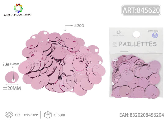 PAILLETTES D 20MM FORO 5MM 20G ROSA CHIARO - WE MAKE DIY - MILLE COLORI
