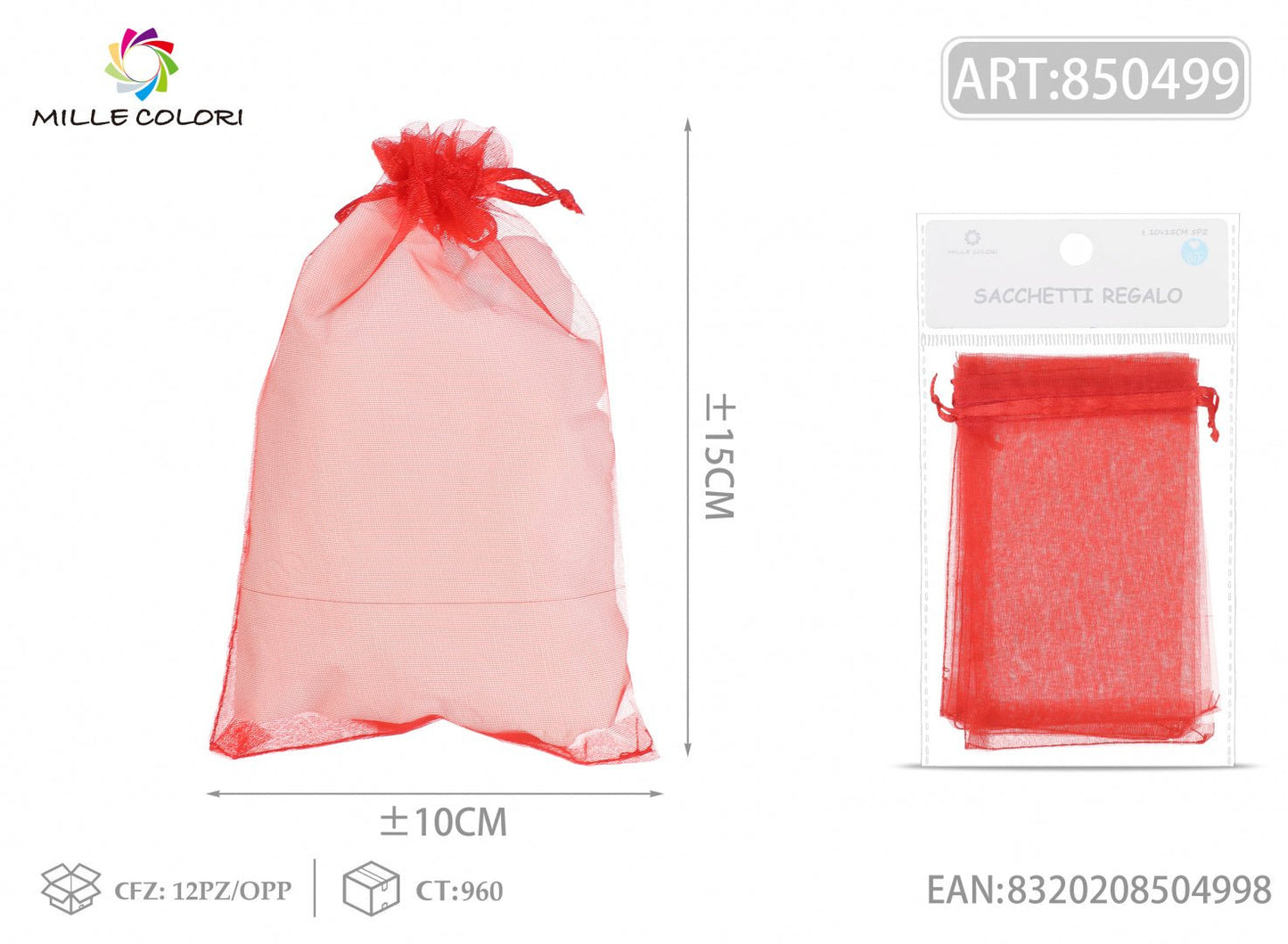 Sacchetti in organza 10cm*15cm 5pz - WE MAKE DIY - MILLE COLORI