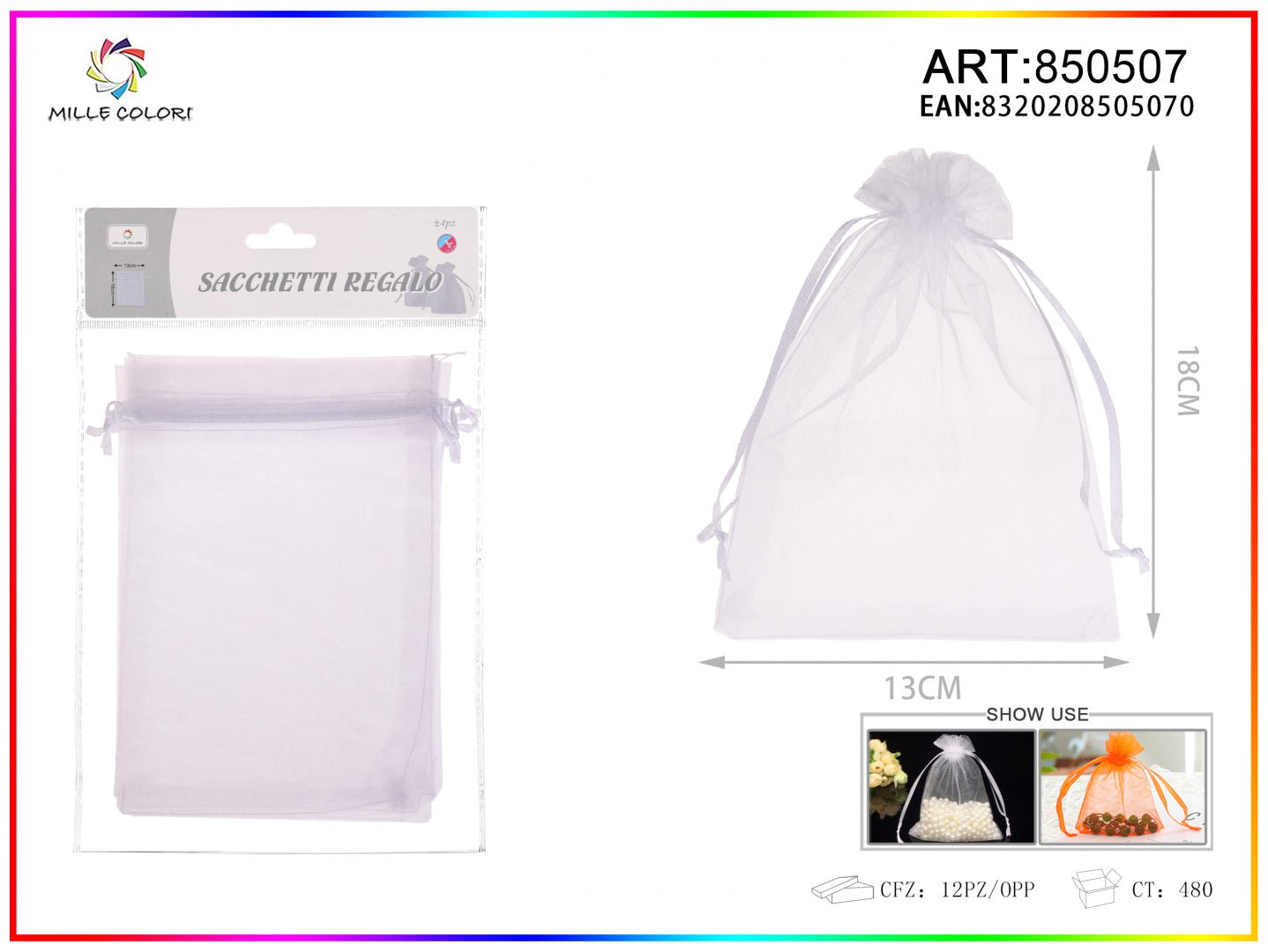 Sacchetti in organza 13cm*18cm 4pz - WE MAKE DIY - MILLE COLORI