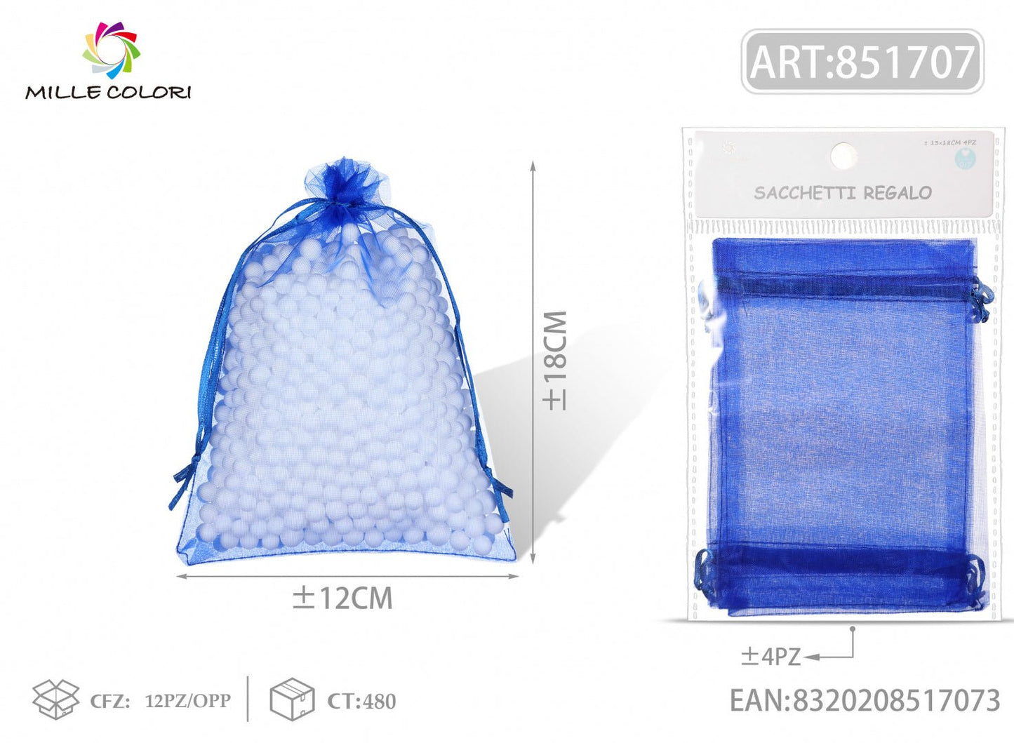Sacchetti in organza 13cm*18cm 4pz - WE MAKE DIY - MILLE COLORI