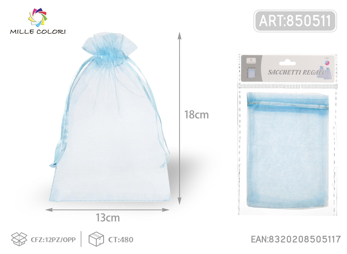 Sacchetti in organza 13cm*18cm 4pz - WE MAKE DIY - MILLE COLORI