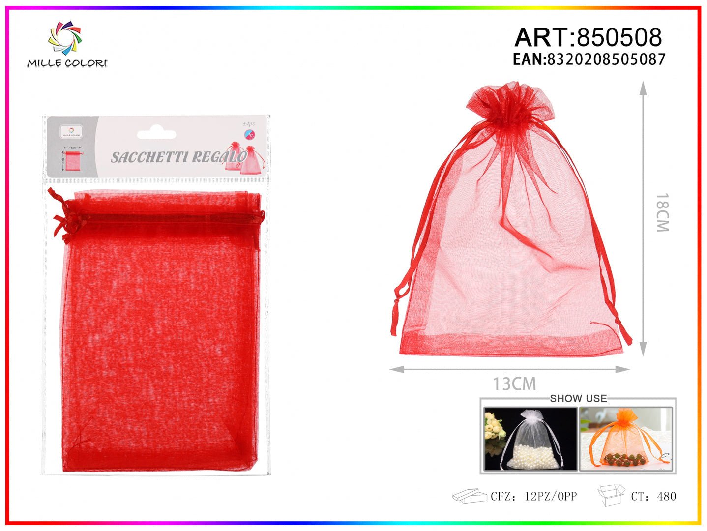 Sacchetti in organza 13cm*18cm 4pz - WE MAKE DIY - MILLE COLORI