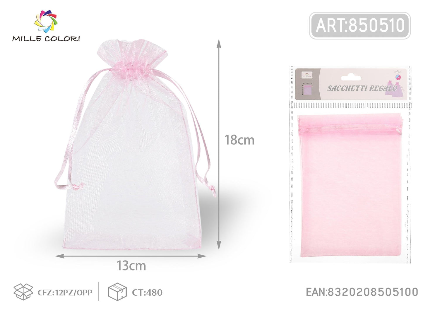 Sacchetti in organza 13cm*18cm 4pz - WE MAKE DIY - MILLE COLORI
