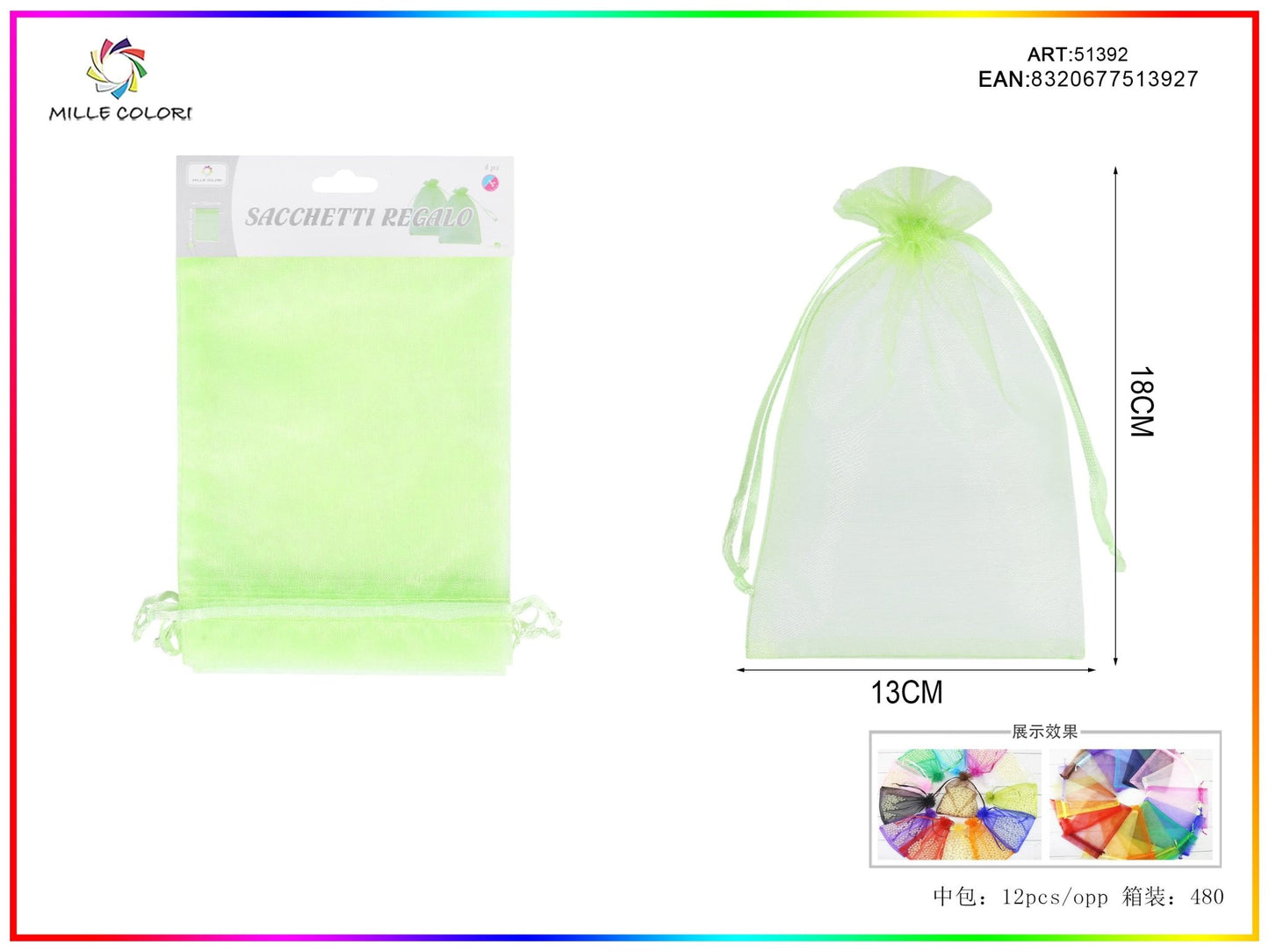Sacchetti in organza 13cm*18cm 4pz - WE MAKE DIY - MILLE COLORI