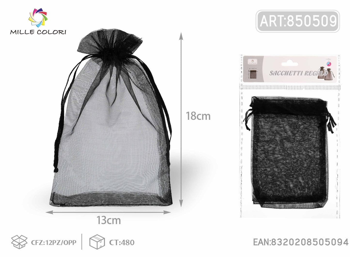 Sacchetti in organza 13cm*18cm 4pz - WE MAKE DIY - MILLE COLORI