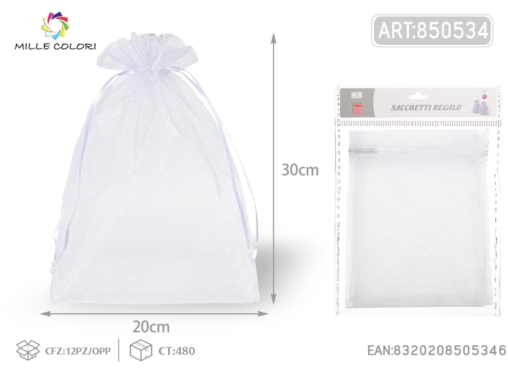 Sacchetti in organza 20cm*30cm 3pz - WE MAKE DIY - MILLE COLORI
