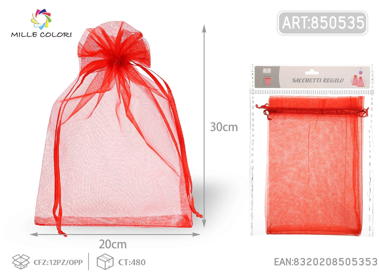 Sacchetti in organza 20cm*30cm 3pz - WE MAKE DIY - MILLE COLORI