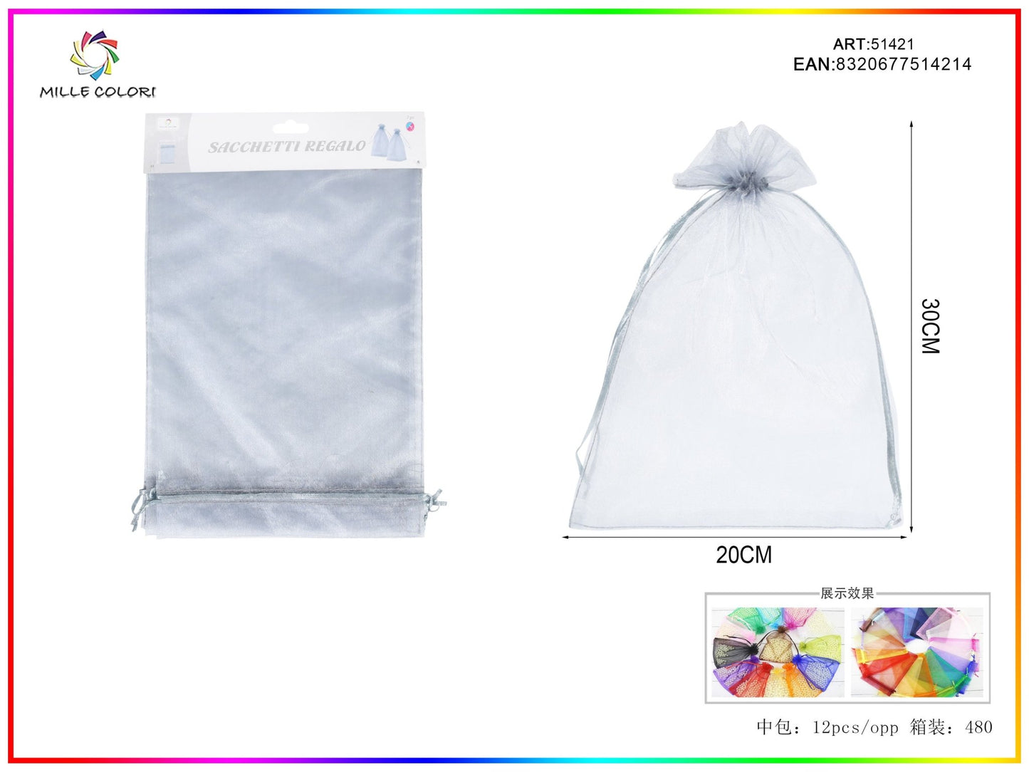 Sacchetti in organza 20cm*30cm 3pz - WE MAKE DIY - MILLE COLORI