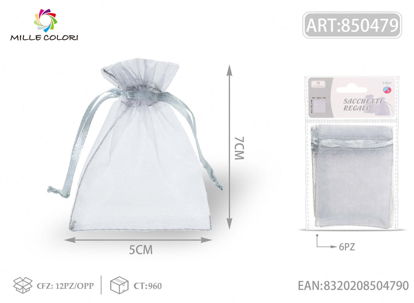 Sacchetti in organza 5cm*7cm 6pz - WE MAKE DIY - MILLE COLORI