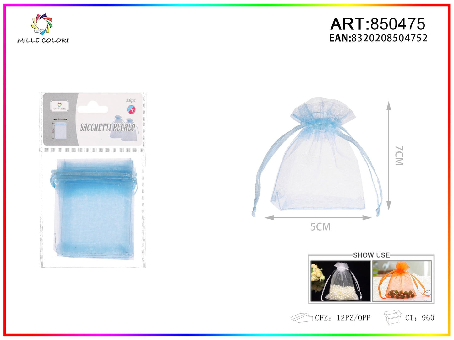 Sacchetti in organza 5cm*7cm 6pz - WE MAKE DIY - MILLE COLORI