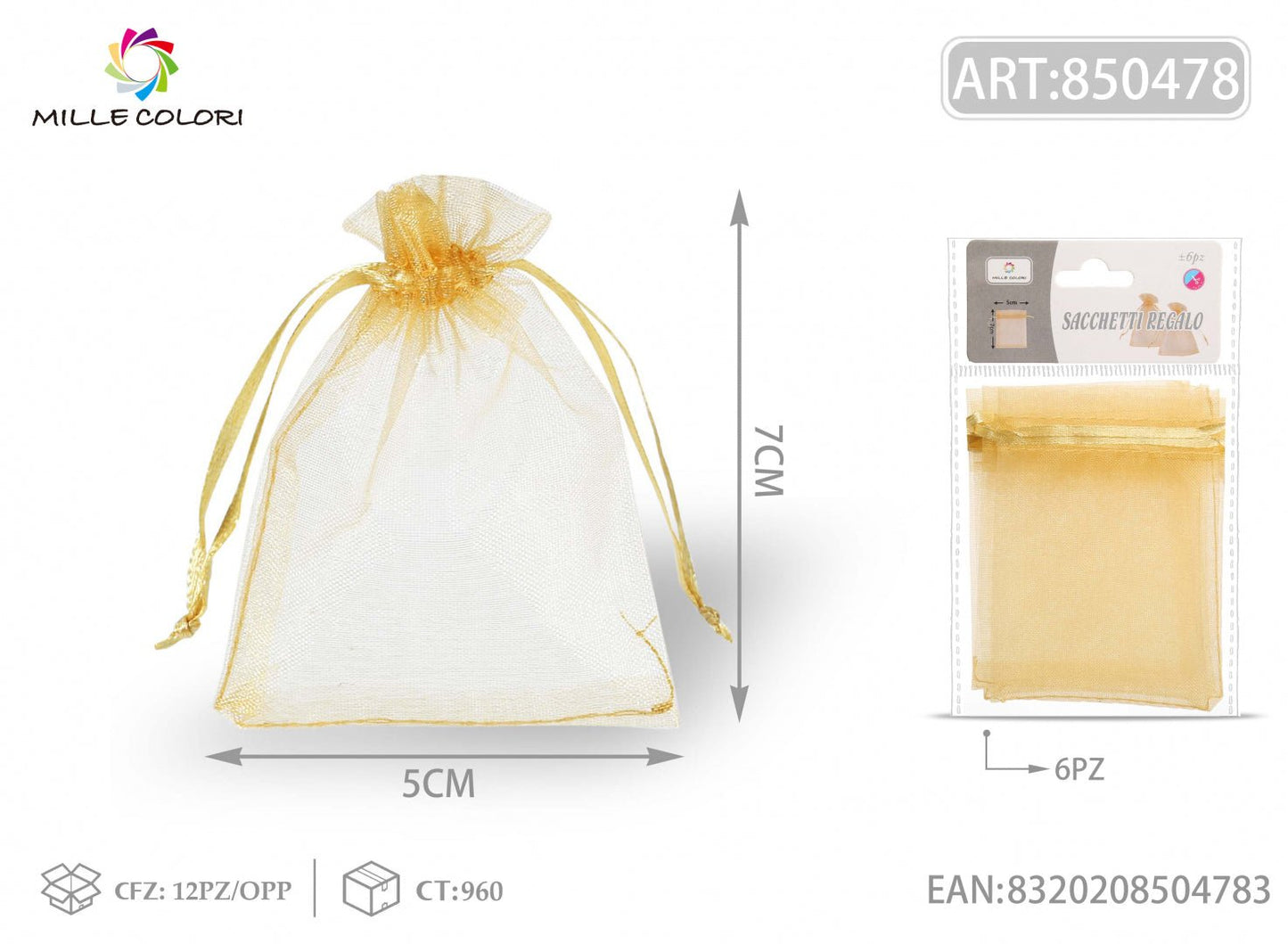 Sacchetti in organza 5cm*7cm 6pz - WE MAKE DIY - MILLE COLORI