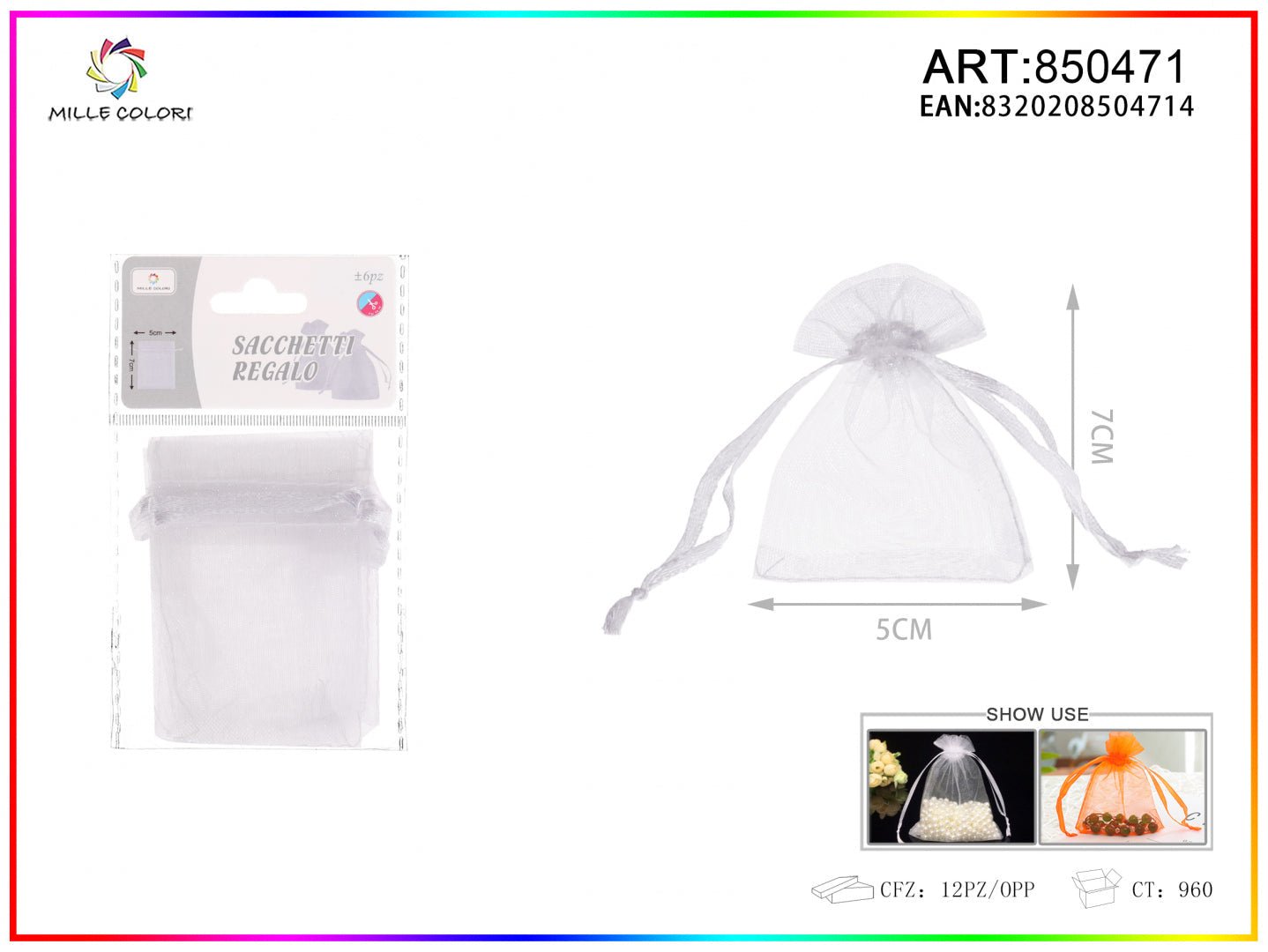 Sacchetti in organza 5cm*7cm 6pz - WE MAKE DIY - MILLE COLORI