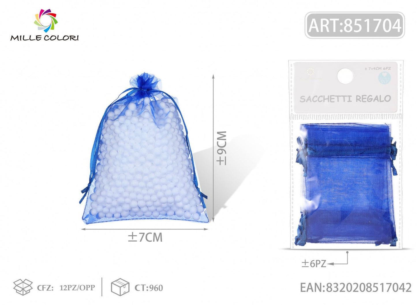 Sacchetti in organza 7cm*9cm 6pz - WE MAKE DIY - MILLE COLORI