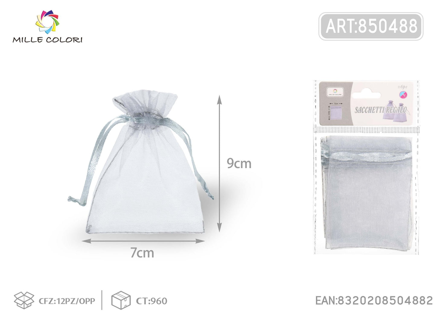 Sacchetti in organza 7cm*9cm 6pz - WE MAKE DIY - MILLE COLORI