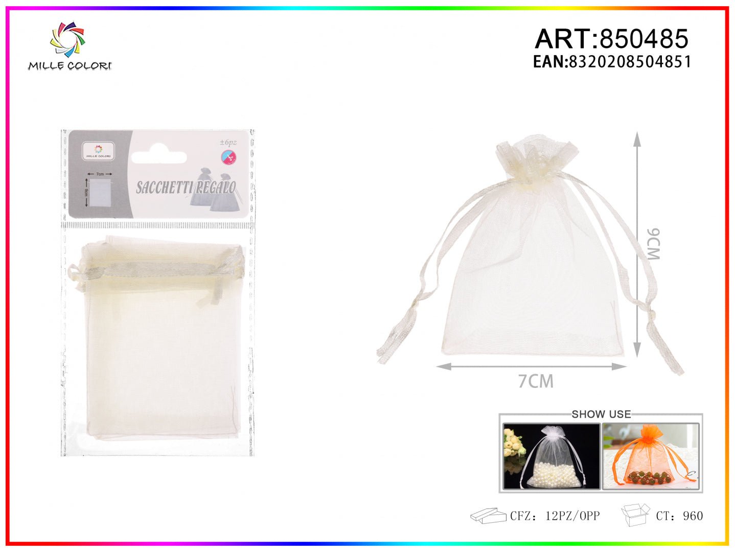 Sacchetti in organza 7cm*9cm 6pz - WE MAKE DIY - MILLE COLORI