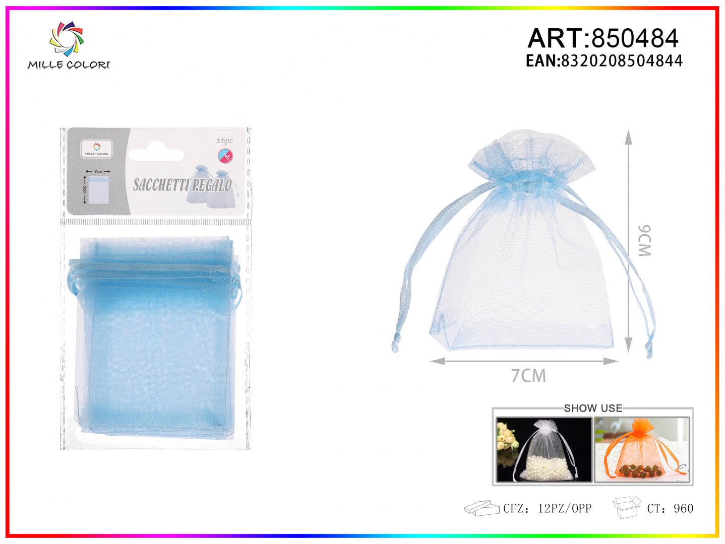 Sacchetti in organza 7cm*9cm 6pz - WE MAKE DIY - MILLE COLORI