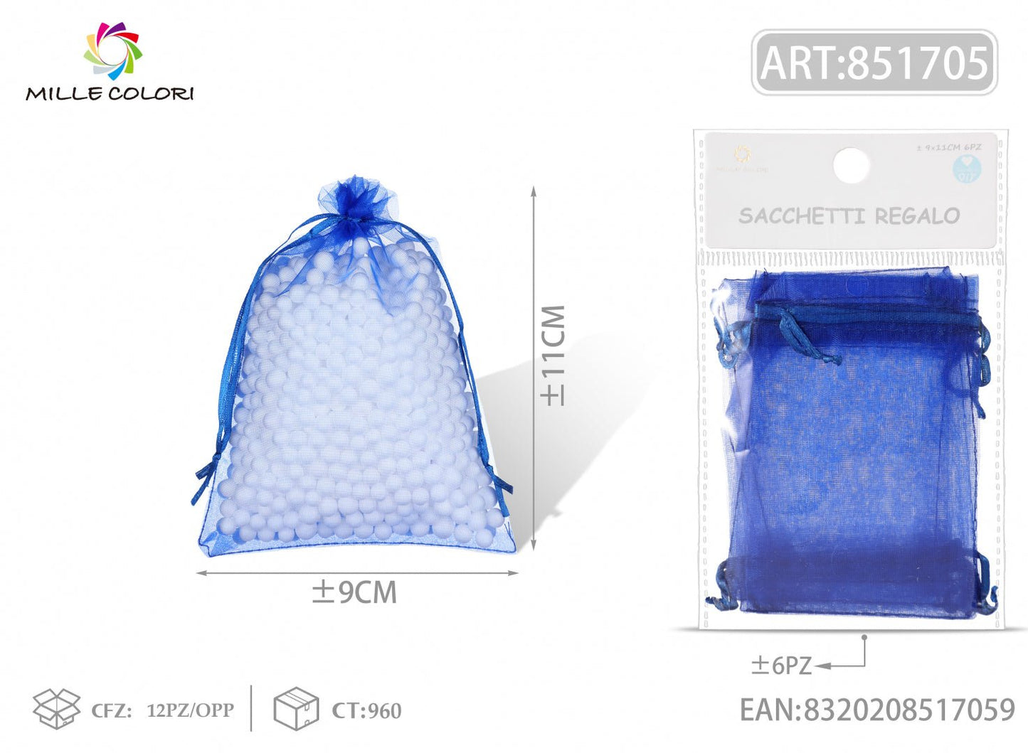 Sacchetti in organza 9cm*11cm 6pz - WE MAKE DIY - MILLE COLORI