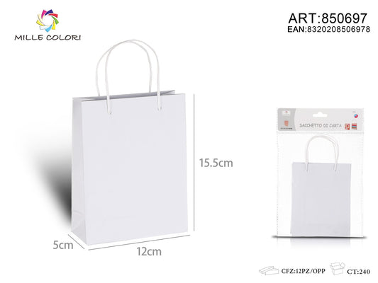 Sacchetto di carta 15.5x12x5cm 4pz bianco - WE MAKE DIY - MILLE COLORI