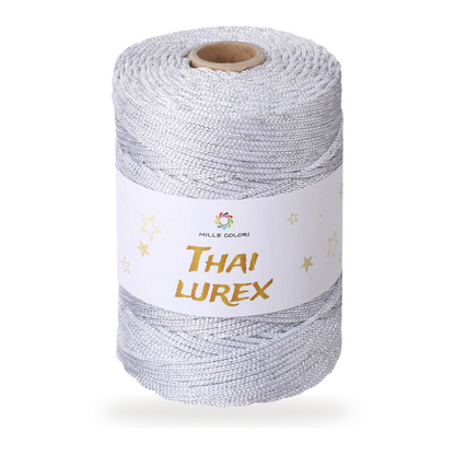 Bianco Argento – Cordino Thai Lurex 3 mm 400 g 230 m – Tutti i Colori – Immagine 1 di 3