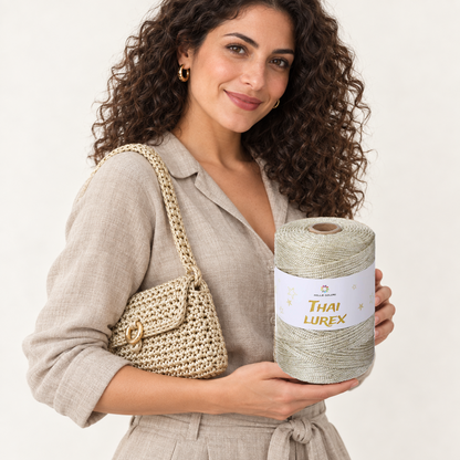 Champagne – Cordino Thai Lurex 3 mm 400 g 230 m – Tutti i Colori – Immagine 2 di 3