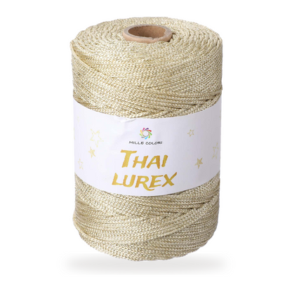 Avorio Dorato – Cordino Thai Lurex 3 mm 400 g 230 m – Tutti i Colori – Immagine 1 di 3