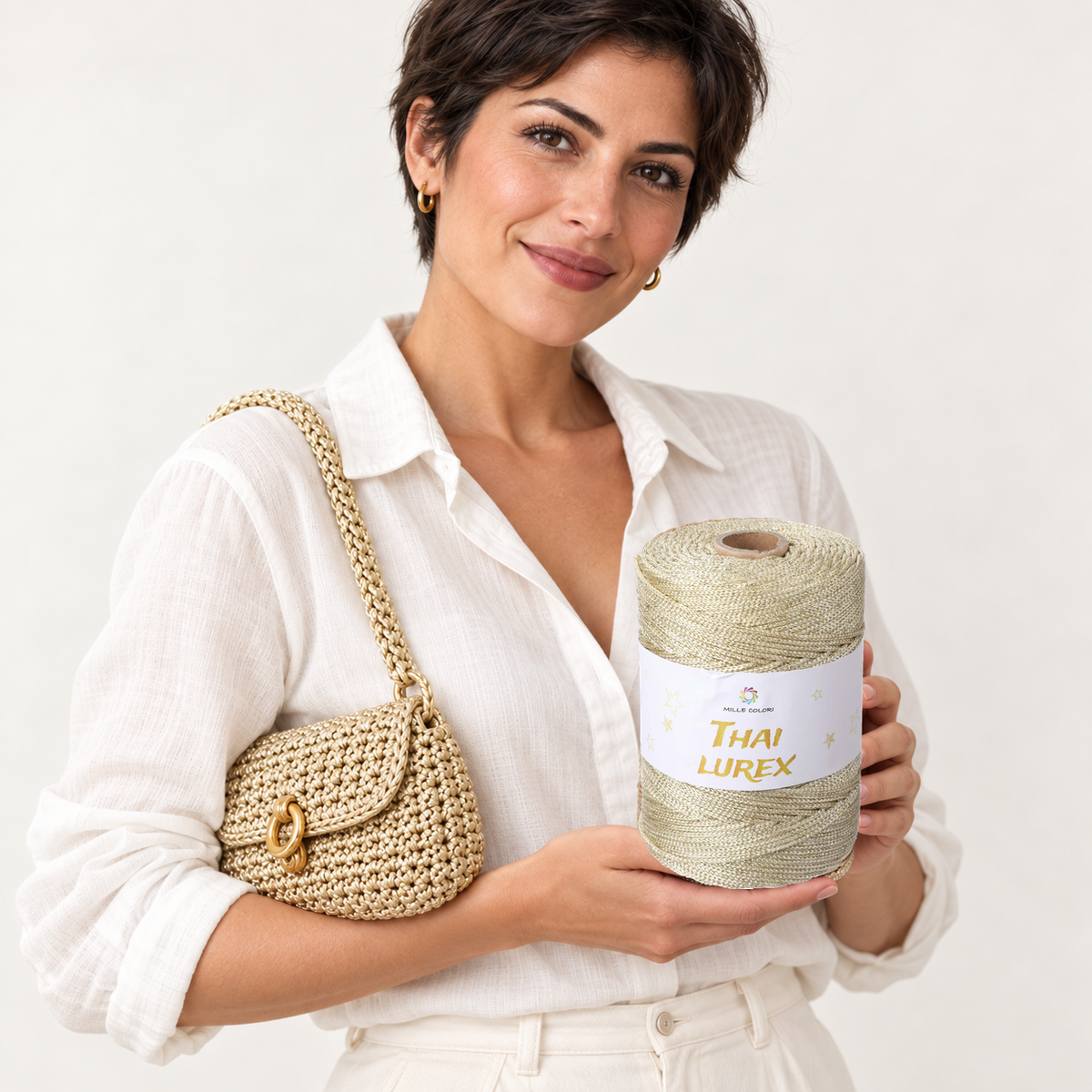 Avorio Dorato – Cordino Thai Lurex 3 mm 400 g 230 m – Tutti i Colori – Immagine 2 di 3