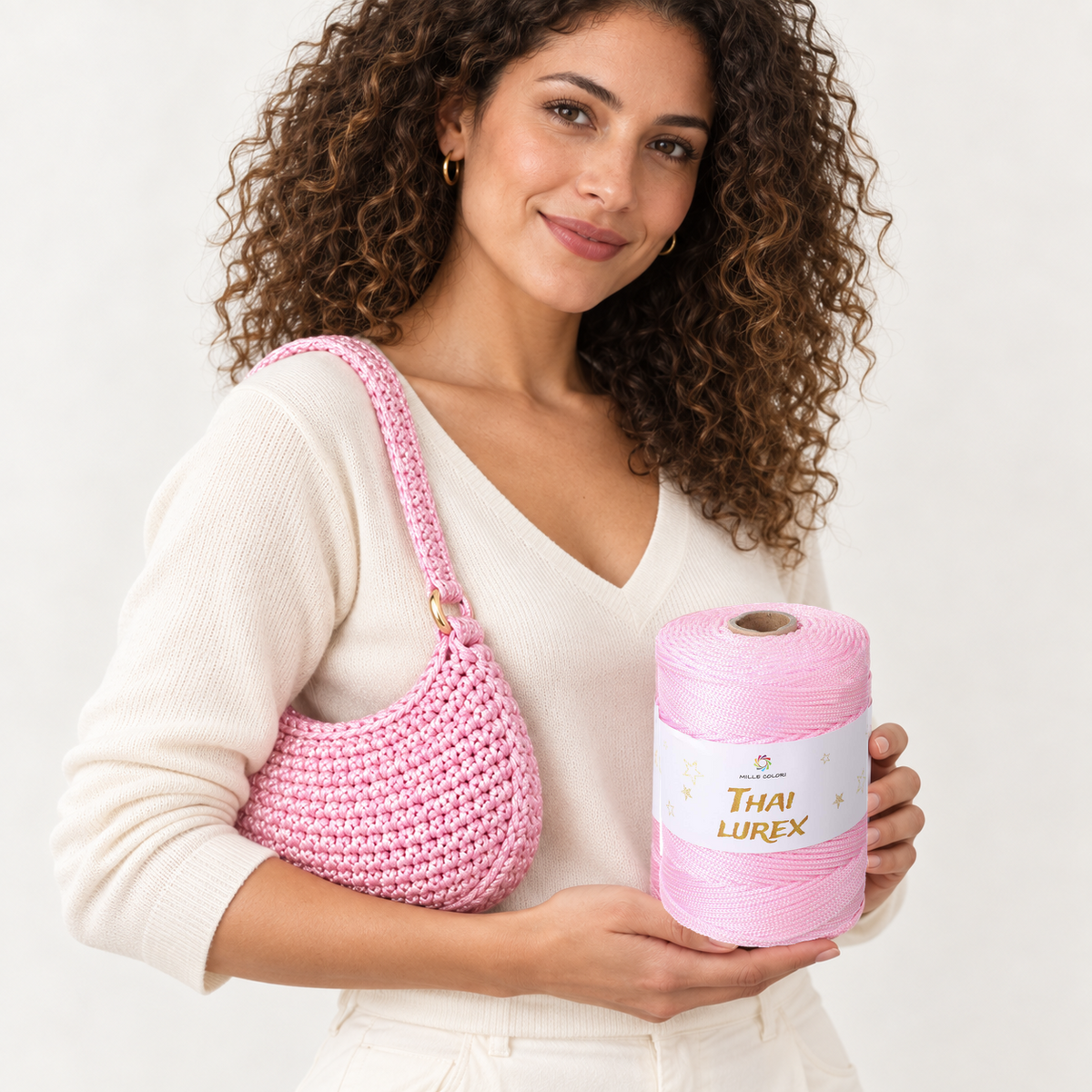 Rosa Chiaro – Cordino Thai Lurex 3 mm 400 g 230 m – Tutti i Colori – Immagine 2 di 3