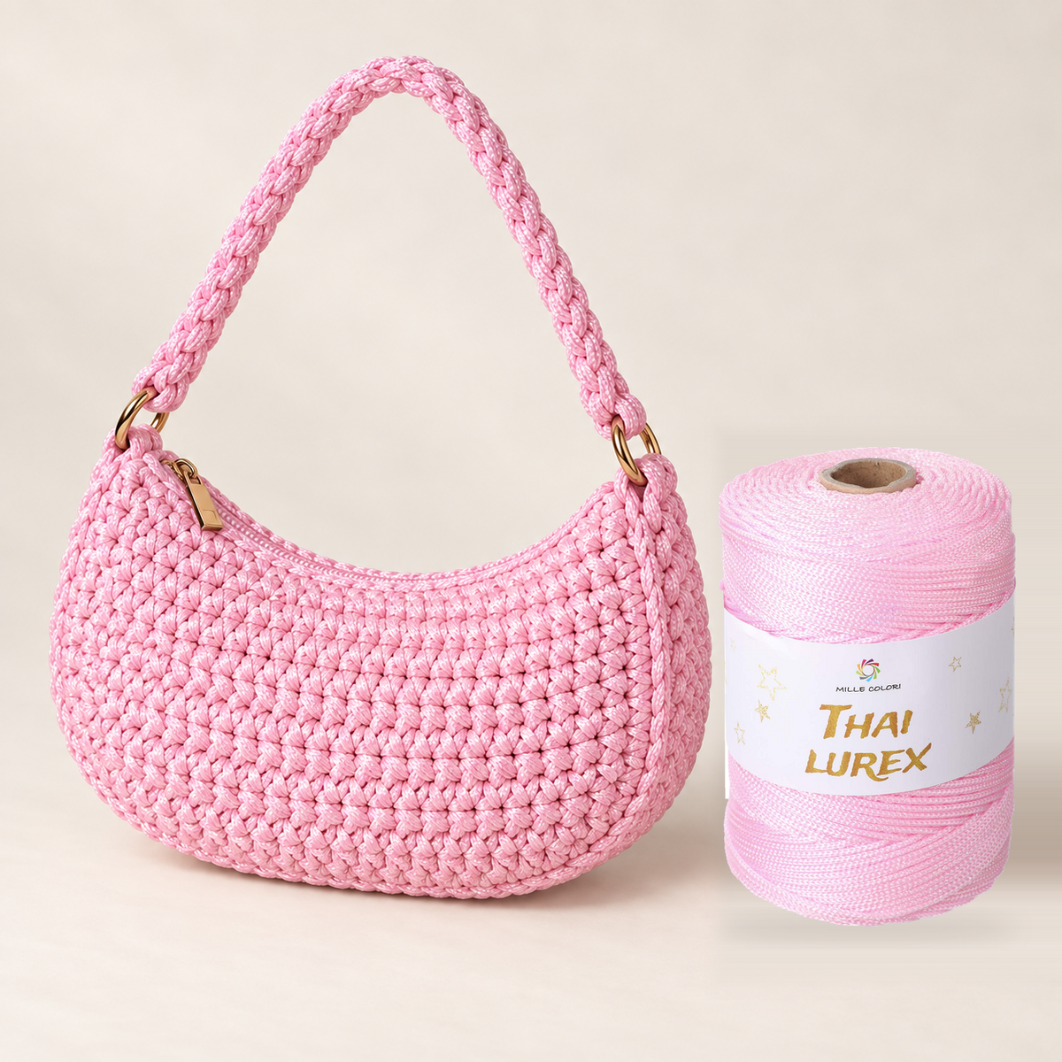 Rosa Chiaro – Cordino Thai Lurex 3 mm 400 g 230 m – Tutti i Colori – Immagine 3 di 3