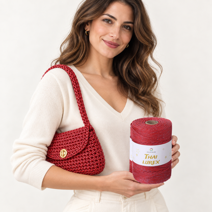 Rosso Rubino – Cordino Thai Lurex 3 mm 400 g 230 m – Tutti i Colori – Immagine 2 di 3