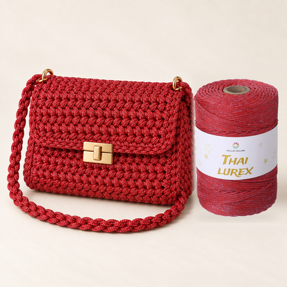 Rosso Rubino – Cordino Thai Lurex 3 mm 400 g 230 m – Tutti i Colori – Immagine 3 di 3