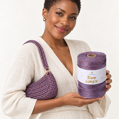 Viola Mélange – Cordino Thai Lurex 3 mm 400 g 230 m – Tutti i Colori – Immagine 2 di 3