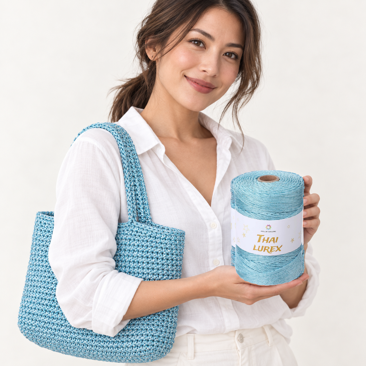 Azzurro Cielo – Cordino Thai Lurex 3 mm 400 g 230 m – Tutti i Colori – Immagine 2 di 3