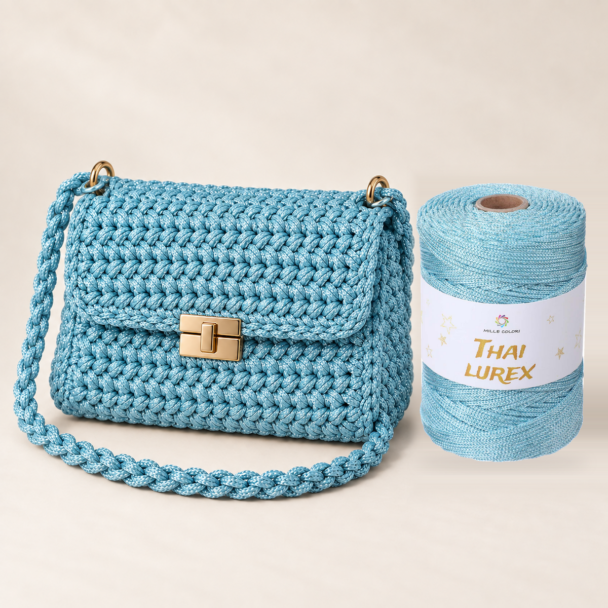 Azzurro Cielo – Cordino Thai Lurex 3 mm 400 g 230 m – Tutti i Colori – Immagine 3 di 3
