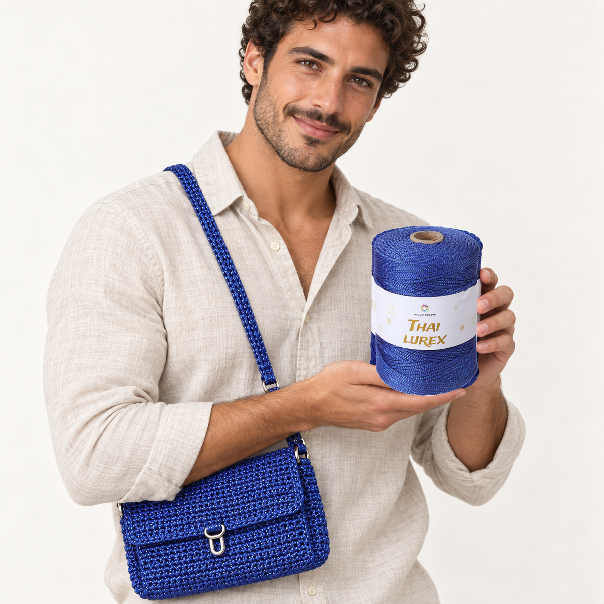 Blu Royal – Cordino Thai Lurex 3 mm 400 g 230 m – Tutti i Colori – Immagine 2 di 3