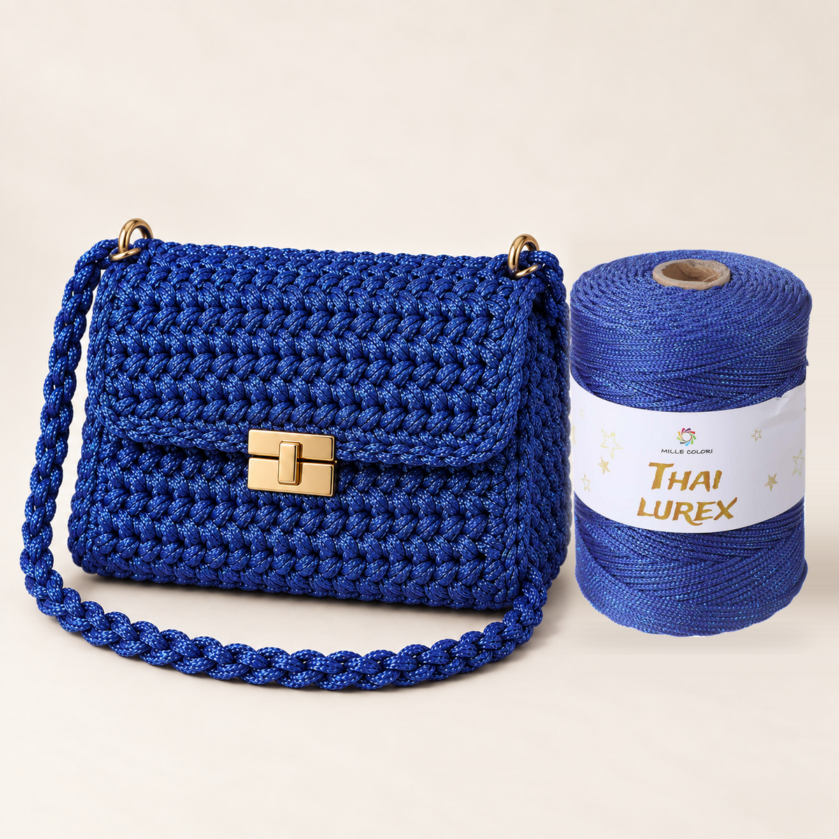 Blu Royal – Cordino Thai Lurex 3 mm 400 g 230 m – Tutti i Colori – Immagine 3 di 3