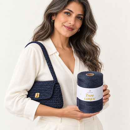 Blu Notte – Cordino Thai Lurex 3 mm 400 g 230 m – Tutti i Colori – Immagine 2 di 3
