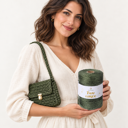 Verde Bosco – Cordino Thai Lurex 3 mm 400 g 230 m – Tutti i Colori – Immagine 2 di 3