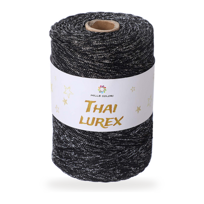 Nero Argento – Cordino Thai Lurex 3 mm 400 g 230 m – Tutti i Colori – Immagine 1 di 3